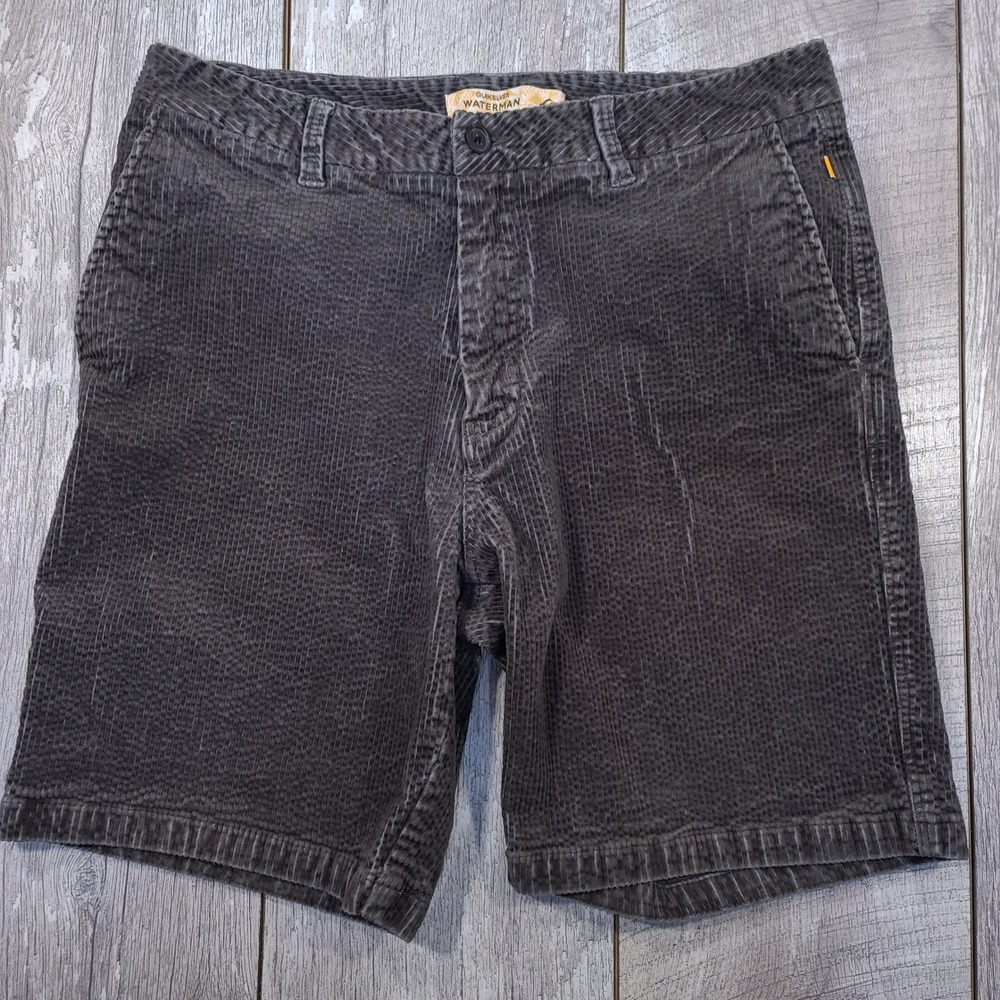 Quiksilver Waterman Shorts Mens 32 Grey Corduroy Wide Whale Casual Surf